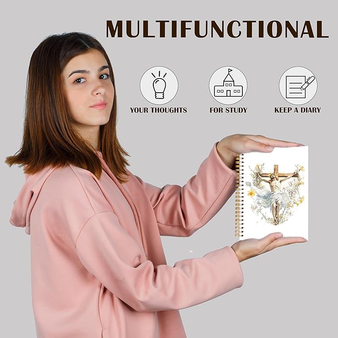 Qabliqo Christian Jesus Spiral Notebooks, Resurrection of Jesus Journals for Writing, Religious Christian Journal for Women Men, Faith Based Gifts Notebook for Note Taking, 5.5x8.3 Inch