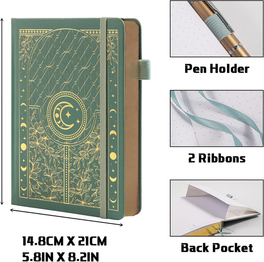 TIEFOSSI Bullet Dotted Journal Notebook, 160gsm 256 Numbered Thick Paper, A5 Hardcover Dotted Grid Diary for Women Men Work Writing, Bullet dot Journaling, Drawing, 5.8 x 8.3 in