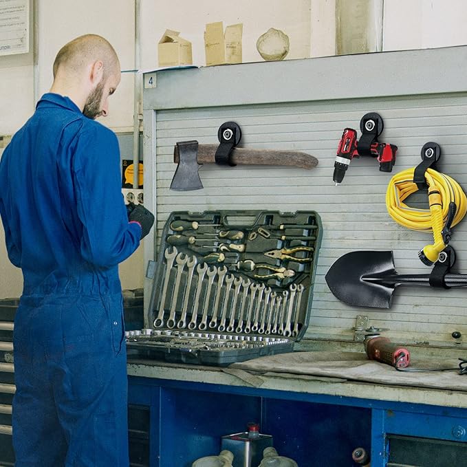 Homde 4pcs Strong Magnetic Hook, Heavy Duty Magnet Tool Holder 2.6 inch for Hanging, Utility Garage Hanger for Hose, Cable, for Garage, Workshop, RV(4 Black)