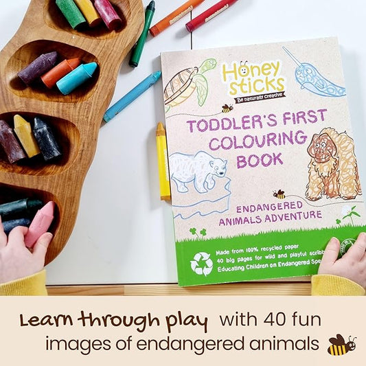 Honeysticks My First Coloring Book for Toddlers 1-3, Large Cute and Simple Images, 40 Pages, Fun and Educational Preschool Coloring Book for Kids Ages 2-4