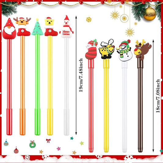 SANNIX 50 Pcs Christmas Pens for Kids, Cartoon Gel Ink with Black Ink for Students Teacher School Supplies Cute Holiday Pens Christmas Party Favors (20 Styles)