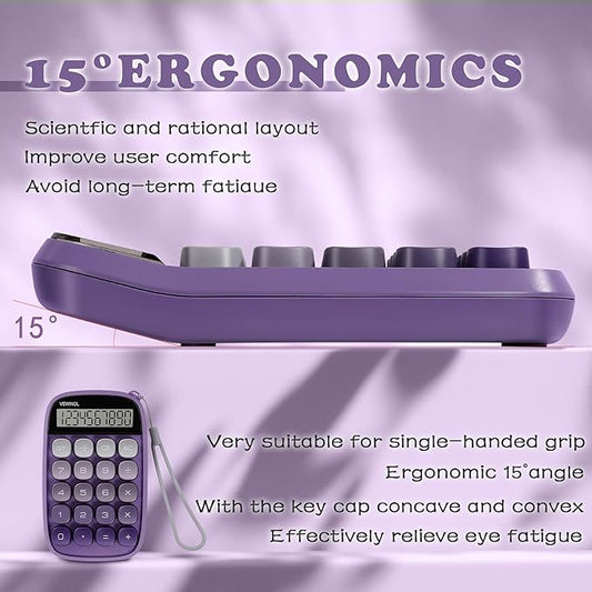 VEWINGL Mechanical Switch Calculator, 10 Digit LCD Display and Buttons, Great for Everyday Life and Basic Office Work, with Battery