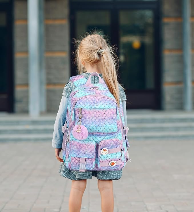 Girls Backpack,15.6 Inch Laptop School Bag Large Primary Elementary Middle College Bookbags Kids Backpacks for Teens Girl Women Students Anti Theft Travel Daypack (Purple)