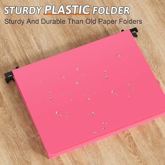 Plastic Extra Capacity Hanging File Folders Letter Size,1 Inch Expansion,12 Pack Reinforced Heavy Duty Hanging Folders,File Cabinet Folders,Expandable Hanging File Folder,Assorted Colors
