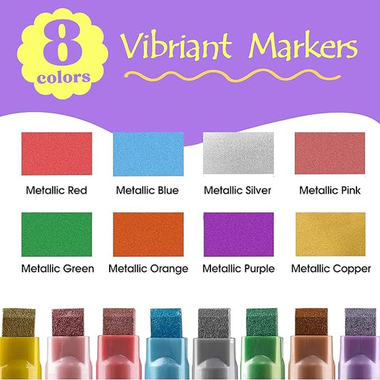 Window Chalk Markers for Cars Glass Washable, 8 Colors Metallic Jumbo Liquid Chalk Marker Pens with 10mm 3 in 1 Nib Wide Tip, Chalkboard Markers Car Window Paint Pen for Auto, Mirror, Poster