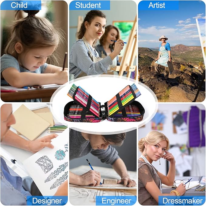 H & B 72-Color Colored Pencils Set with Coloring Book, Eraser, and Sharpener - Perfect for Drawing and Coloring - Soft Oil-Based Cores Ideal for Adults and Beginners