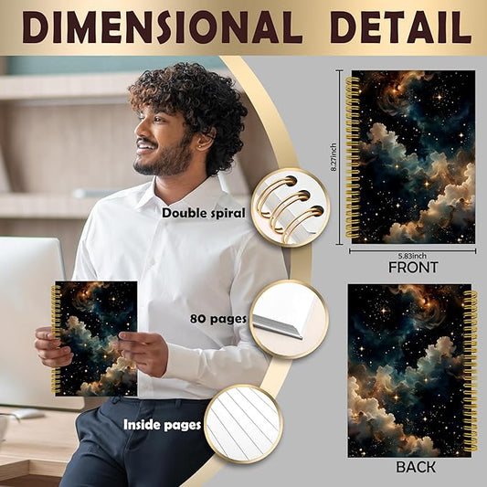 Witchy Starry Night Sky Notebook Journal, Nebula Stars Galaxy Space Journal for Women Men, Aesthetic Spiral Notebook 5.5x8.3, Witchy Office School Supplies