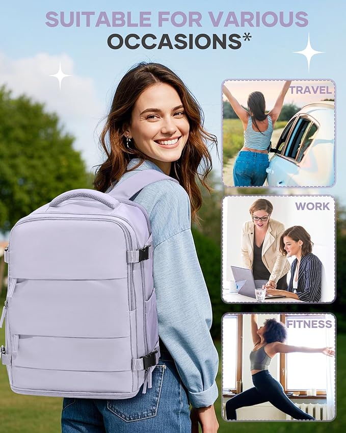 coofay Travel Backpack Carry On Flight Aapproved Personal Item Travel Bag Mochila De Viaje Travel Backpack For Men Spirit Airlines Personal Item Bag 18x14x8 Carry On Backpack For Airplanes Purple