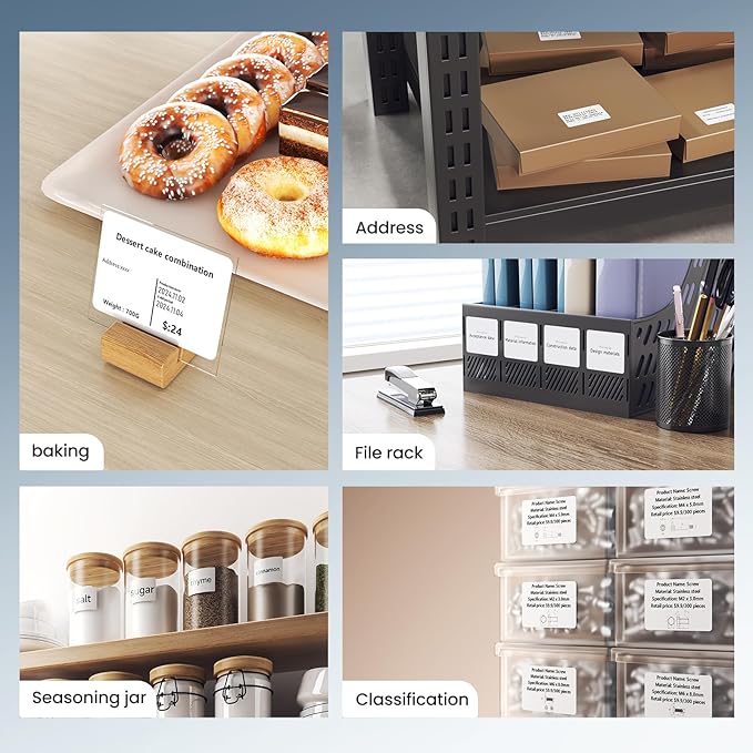 CLABEL Thermal Label Maker Machine: 221B Bluetooth Label Maker Machine with Tape Mini Sticker Printer Barcode Printer Compatible with Smartphone with 1 Roll 40x30mm Label (Blue)