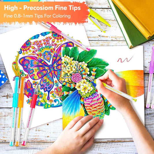 Soucolor 120 Pack Aesthetic Pastel Gel Pens, Japanese Stationery Cute Art Supplies for Kids, Teens & Beginner Artists, Gift Set for Girls, Women, Birthday & School Sketching Supplies