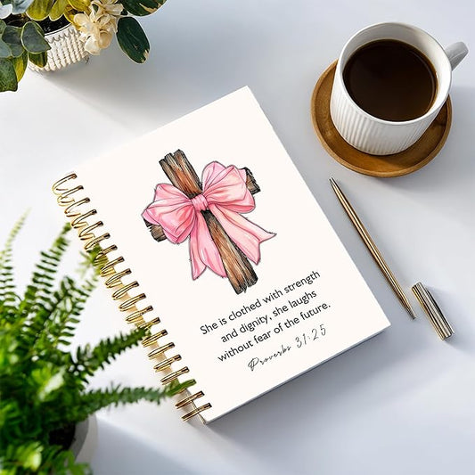 YOU FOUND ME Bohemian A5 Spiral Notebook with Rainbow Notebook- this is Our Happy Place, Inspirational Notebooks for Women, Bible Study, Gift for Birthday Christmas, Office Supplies (PINK BOW)