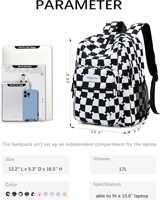 abshoo Classical Basic Travel Backpack For School Water Resistant Bookbag