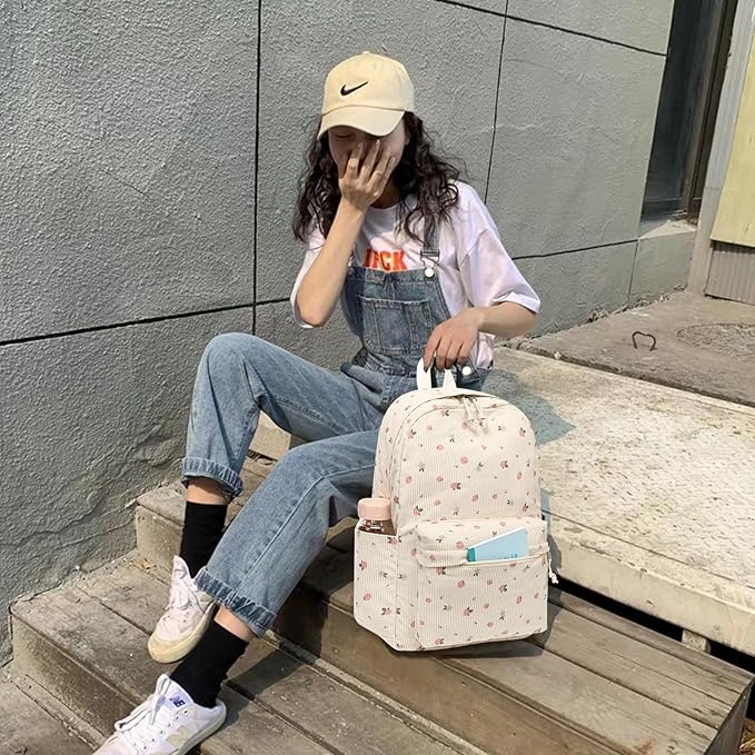 School Backpack for Teens Large Corduroy Bookbag Lightweight 15.6 inch Laptop Bag for Girls Women Casual High School College