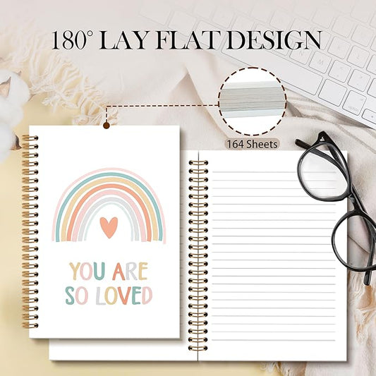 Boho Rainbow Notebook Journal - Inspiration Motivation Spiral Notebook, You are So Loved Notebooks Inspiration Gifts for Kids Girls Boys, Positive Gifts School Nursery Supplies, 6x8.2In