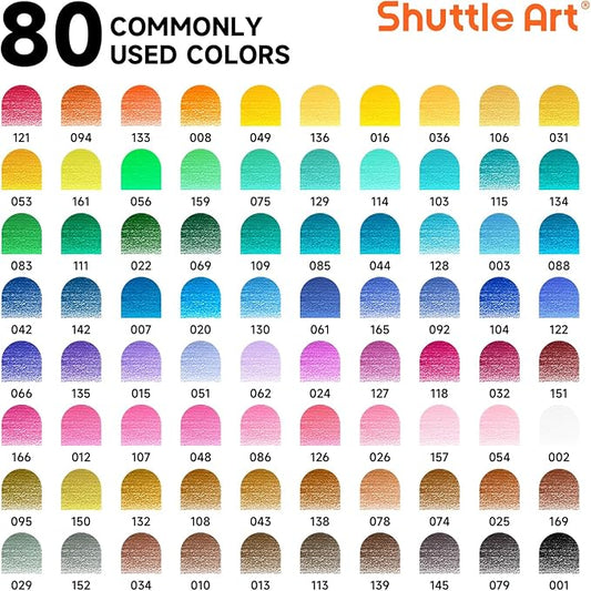 Shuttle Art 80 Colored Pencils, Colored Pencils for Adult Coloring, Soft Core Color Pencil, Drawing Supplies for Adults Kids Artists Beginners Drawing Coloring Sketching