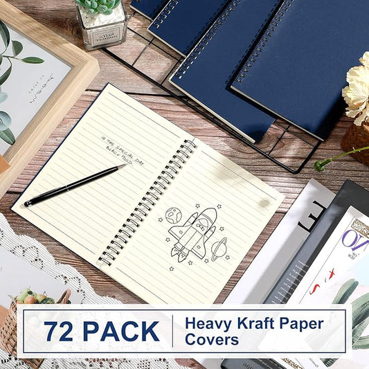 Yahenda 72 Pcs Spiral Notebook Bulk A5 Journal Lined 8.3'' x 5.5'' Writing Composition Paper Small Notepad Subject Notebook for Students Office Business Back to School Supplies (Deep Blue)