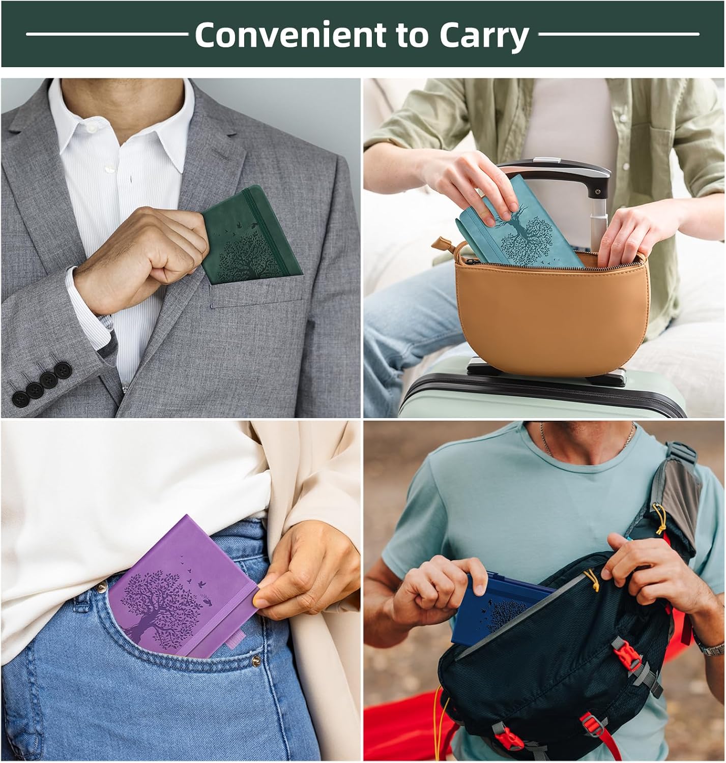 3 Pack Pocket Journaling Notebooks, A6 Small Notebook For Note Taking Journaling Notebooks Journals For Writing Mini Note Pads With Pen Holder 120 Pages 100 GSM Thick Paper-Green&Red&Black