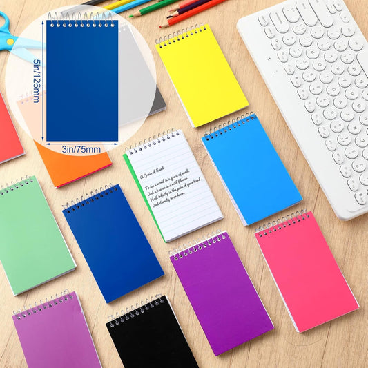 72 Pcs Small Pocket Notebooks 3 x 5 Inch Mini Memo Spiral Notepads Top Bound College Ruled Lined Note Pads for Back School Office Journaling Noting, 75 Sheets/Pad (Rainbow)