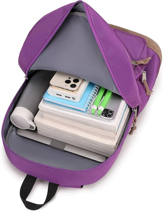 abshoo Classic Backpack for School College Bookbag Middle High School Girls Bakcpacks for Teen Casual Daypack (Purple)