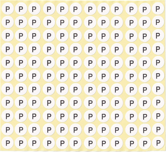 dealzEpic - Alphabet Stickers of The Letter P - Small Round Paper Self-Adhesive Peel and Stick Letter Labels - Set of 15 Sheets