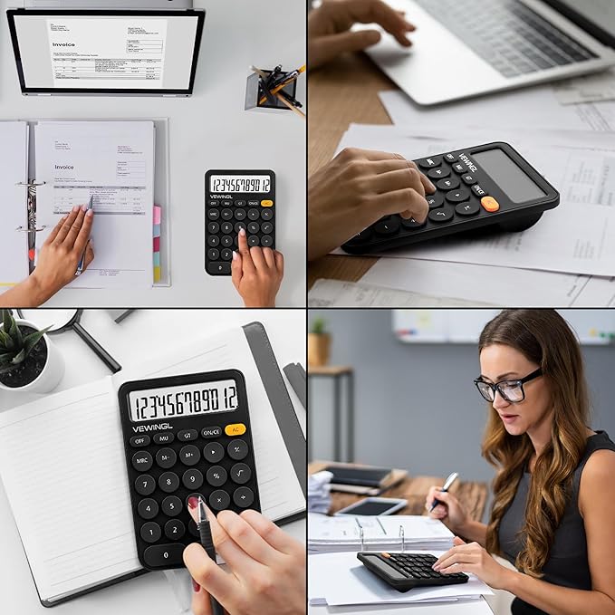 Standard Calculator 12 Digit,6.2 * 4.2in Desktop Large Display and Buttons,Calculator with Large LCD Display for Office,School, Home & Business Use,Automatic Sleep,15 °Tilt Screen