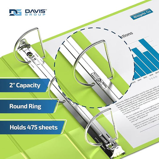 Premium Economy 6-Pack 3-Ring Binders for School or Office, D-Ring Binders, 2 Inch, Lime Green