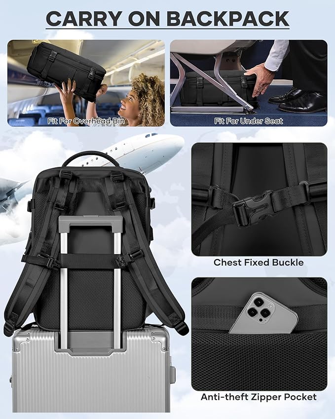 coofay Vacuum Backpack Travel with Pump Vacpack Travel Backpack with Vacuum System Compression Backpacks