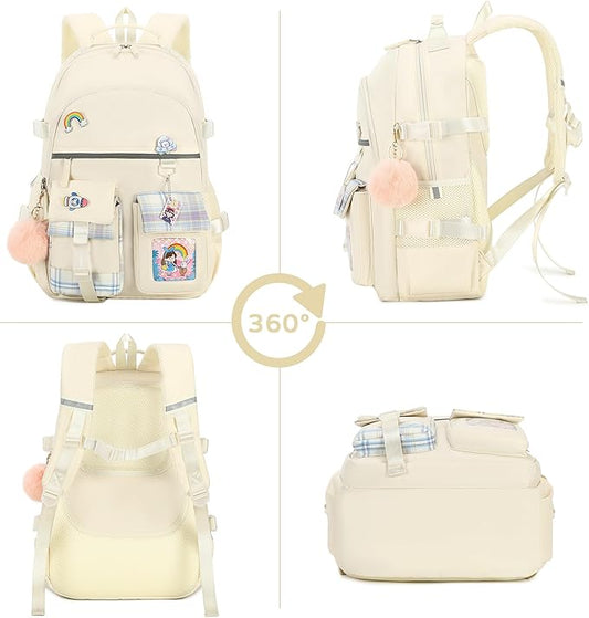 Hey Yoo Cute Backpack for School Backpack for Girls Backpack with Lunch Box Bookbag Set Kids Backpacks for Teen Girls