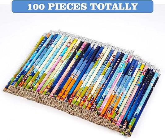 Kolewo4ever 100 Pieces Bible Verses Pencils with Inspirational Scriptures, 8 Styles, Multicolor, Great for Teachers, Students, Church Supplies