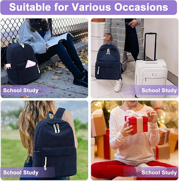 School Backpack for Teens Large Corduroy Bookbag Lightweight 15.6 inch Laptop Bag for Girls Women Casual High School College
