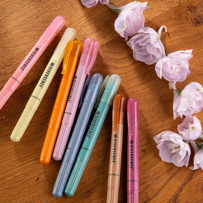 DIVERSEBEE Bible Highlighters and Pens No Bleed, 8 Pack Assorted Colors Gel Highlighters Set, Cute Bible Markers Study Journaling School Supplies and Accessories (Vintage)