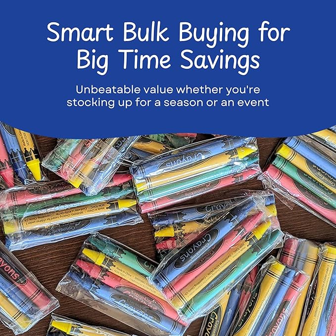 CrayonKing 25 Sets of 4-Packs (100 Bulk Crayons) – Non-Toxic, Individually Wrapped, Perfect for Parties, Restaurants, Classrooms & More