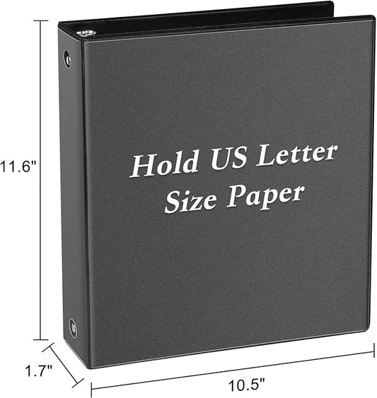 1-inch Slant D Ring Binder - 3 Ring Letter Size Binder, Presentation View with 2 Pockets, 12-Pack, Black