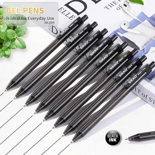 Black Gel Pens Bulk, Fine Point Smooth Writing No Smudge, 0.7mm Ink, Retractable Rollerball, Server, Office Lapiceros (60 Pack)