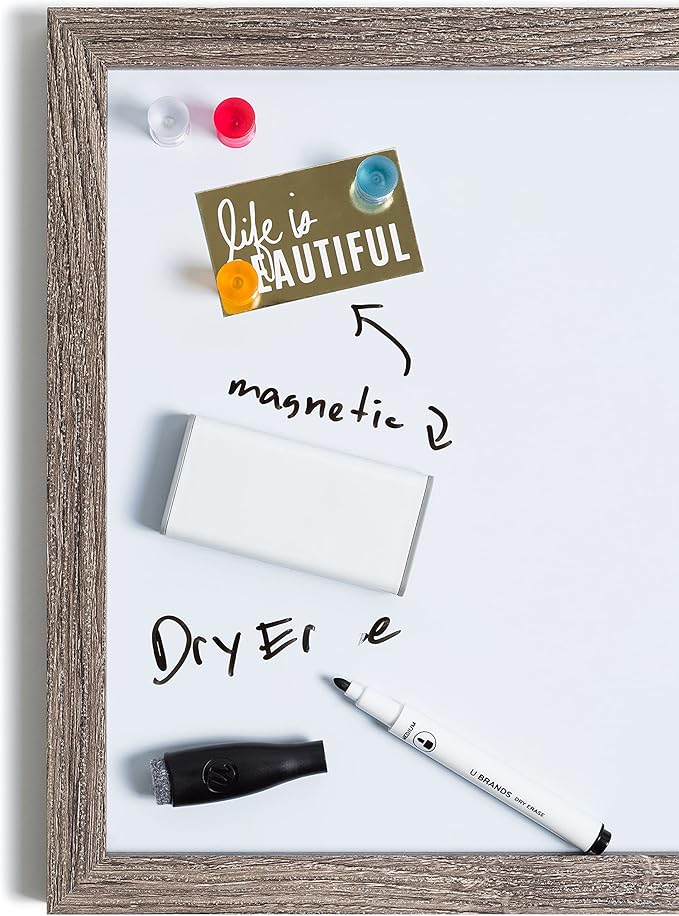 U Brands Fine Tip Dry Erase Markers with Eraser Set of 13, Includes 8 Whiteboard Markers, 4 Magnets and 1 Eraser