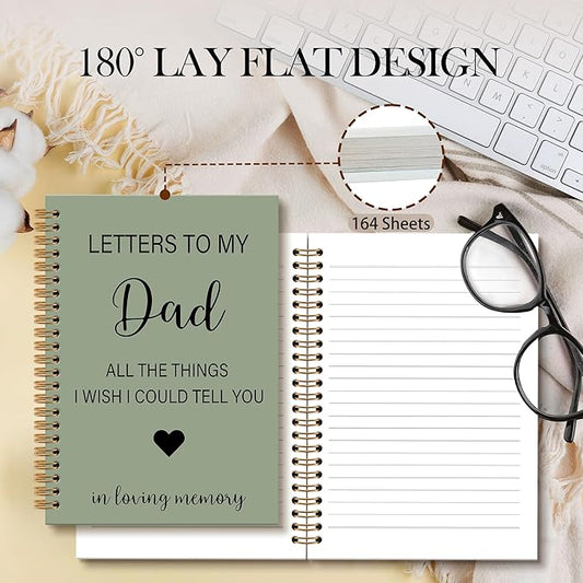 Memorial Gifts for Loss of Dad Grief Notebook Journal, Letters to My Dad in Heaven Journal, Sympathy Notebooks Gifts for Loss of Dad Father, In Loving Memory Sympathy Gifts, 6x8.2In(Green)