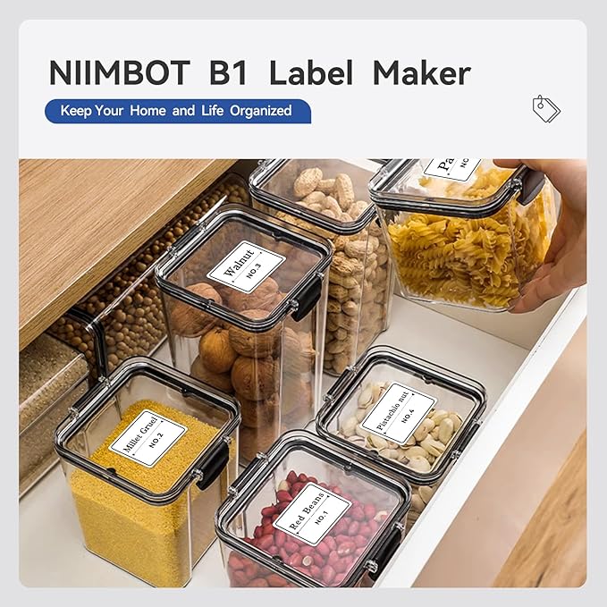 NIIMBOT B1 Label Maker Machine with Tape, Thermal Label Printer Easy to Use for Office, Home, Business, 2 Inch Label Maker with 2'' x1.18'' Labels-230pcs/Roll