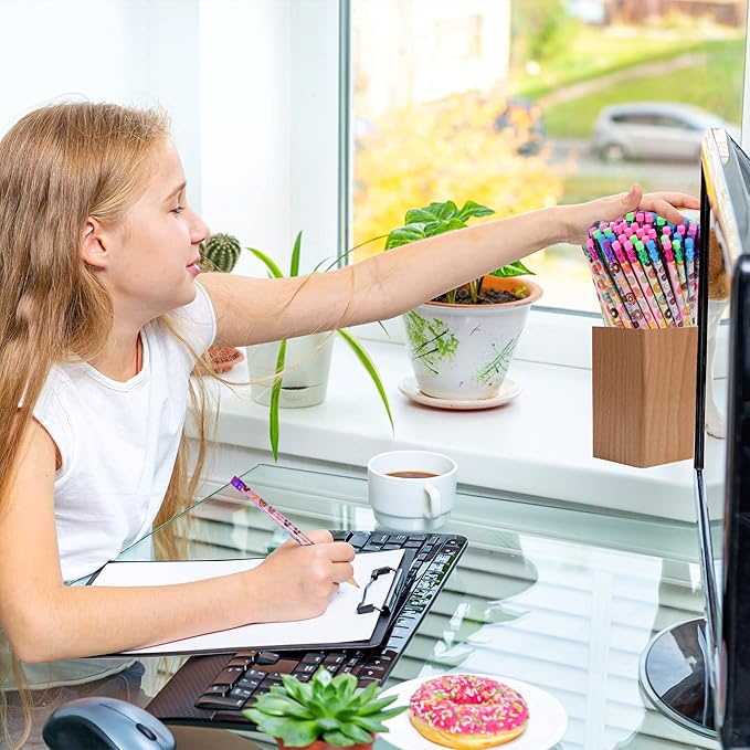 100 Pieces Donut Themed Pencils Cylinder Wood Pencils with Various Donut Element 4 Style Assorted Kids Pencils Girls Birthday Present Party Supplies Student Carnival Prize School Office Supply (100)