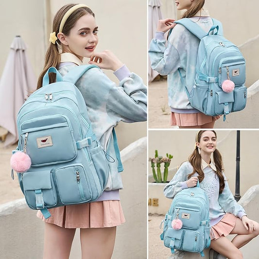Laptop Backpack 15.6 Inch Kids Elementary Middle High School Bag College Backpacks Anti Theft Travel Back Pack Large Bookbags for Teens Girls Women Students (Blue)
