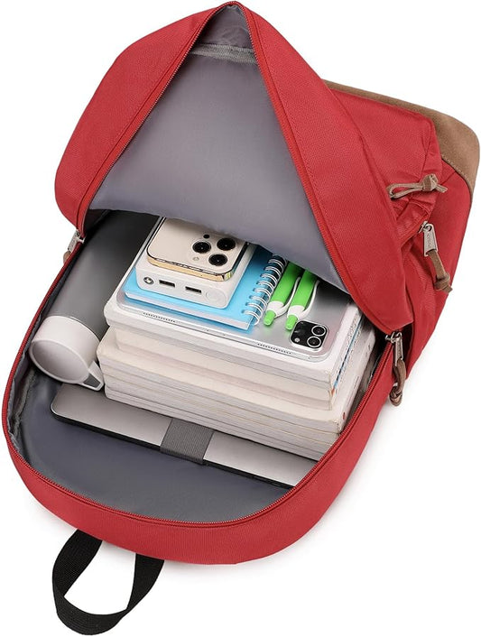 abshoo Classic Backpack for School College Bookbag Middle High School Bakcpacks for Teen Casual Daypack (Red)