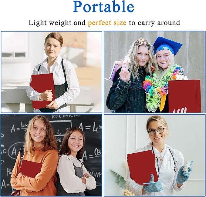 Zzrywuty 25 Packs Paper Folders with Pockets for Students,Businessmen and Office Workers,Letter Size,Two Pocket Folders with Card Slot for Office,Business,School Supplies (Red)