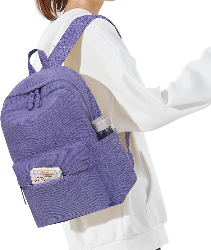 School Backpack for Teens Large Corduroy Bookbag Lightweight 15.6 inch Laptop Bag for Girls Women Casual High School College