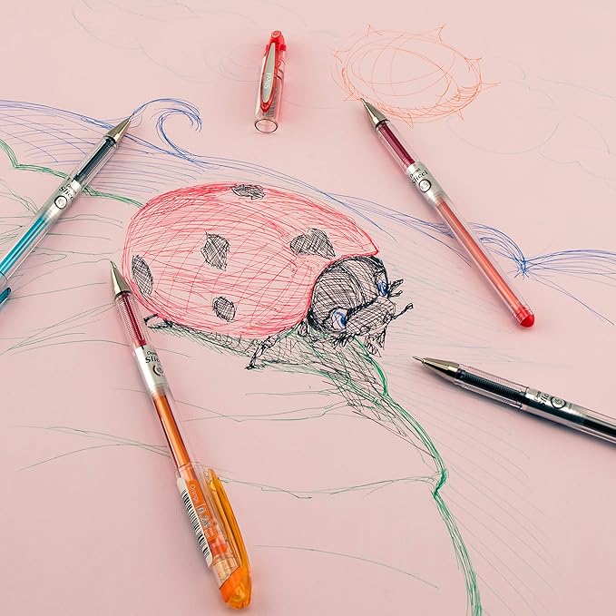 Pentel Arts Slicci 0.25 mm Extra Fine Gel Pen, Pink Ink, Box of 12 (BG202-P1)