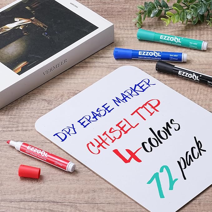 Dry Erase Markers Bulk, 72 Pack Basic Assorted Colors Red Blue Black Green Low Odor Whiteboard Markers