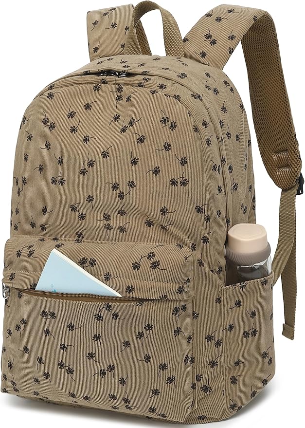 School Backpack for Teens Large Corduroy Bookbag Lightweight 15.6 inch Laptop Bag for Girls Women Casual High School College