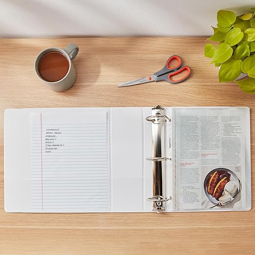 Amazon Basics 3 Ring Binders, 3 Inch, 2 Pack, D-Ring Organizer for School, Home Office, White