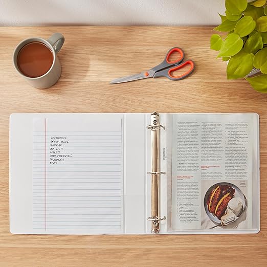 Amazon Basics 3 Ring Binders, 1.5 Inch, 4 Pack, D-Ring Organizer for School, Home Office, White