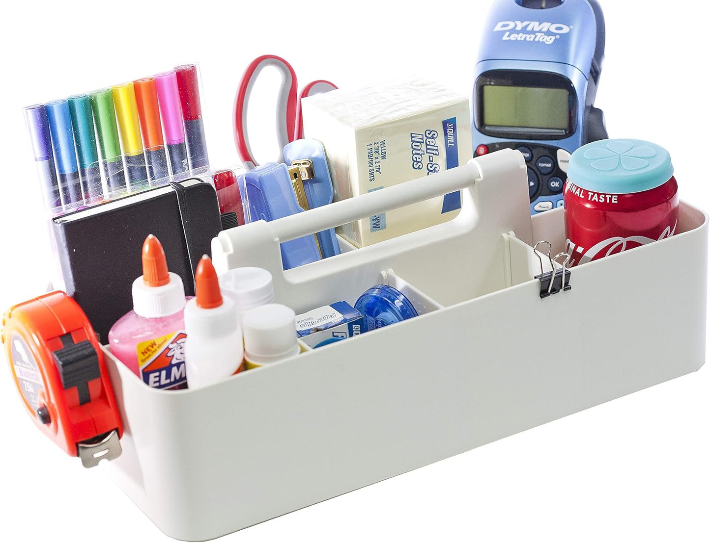 -Large Portable Caddy, DIY Dividers, 8 Compartments, Bathroom Organizer,Portable Basket with Handle Storage Organizer Modern Made in USA (3 PACK, Ivory)