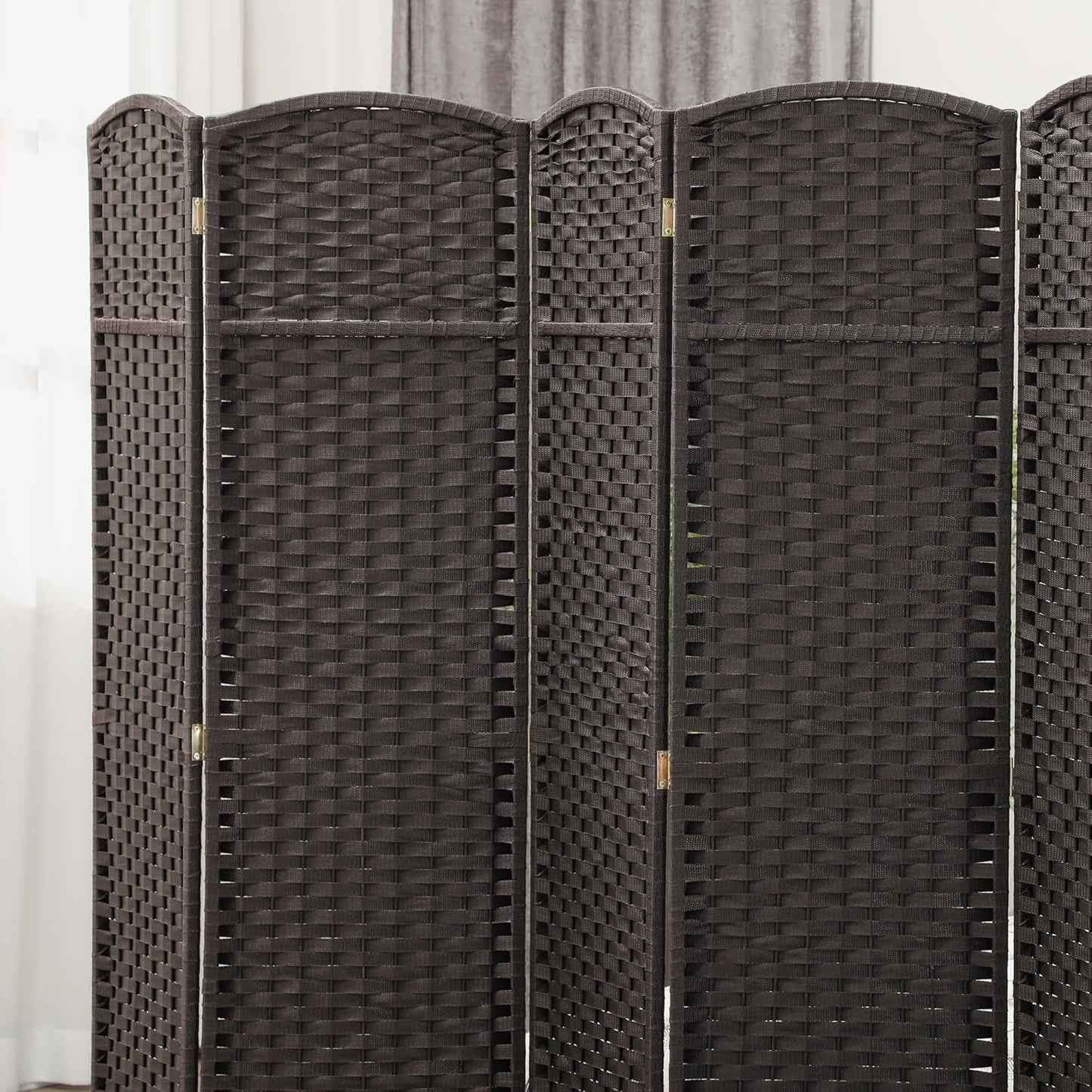 HOMCOM Room Divider, 6 Panel Folding Privacy Screen, 5.6' Tall Freestanding Wall Partition for Home Office, Bedroom, Brown