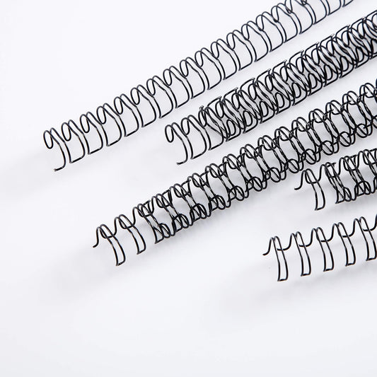 BNC Double Loop Wire Binding Rings Letter Size 3:1 Loops 32 Holes Black Color Pack of 100 (9/16 Inches)